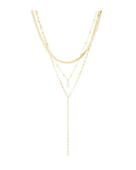 petit moments White Layered Stone Lariat Necklace