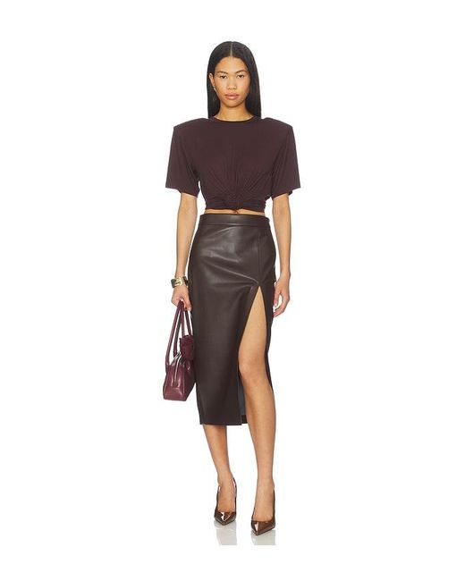 Susana Monaco Black Faux Leather Slit Skirt