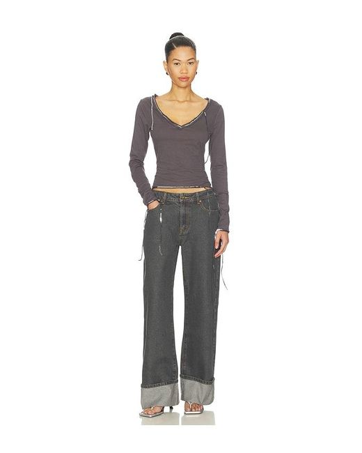 Lioness Gray Top Model Cuffed Jeans