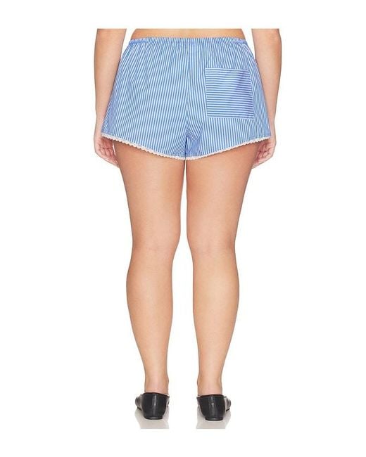 GOOD AMERICAN Blue Poplin Pull On Boxer Shorts