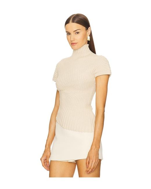 Cult Gaia White Annemie Knit Top