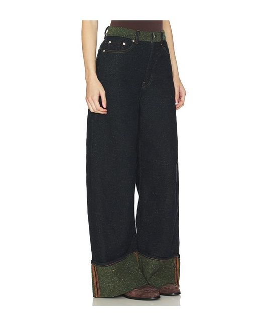 Printed Flock Denim Baggy Jeans