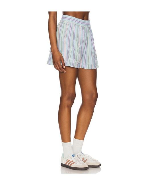Free People Blue Get Free Striped Pull On Short