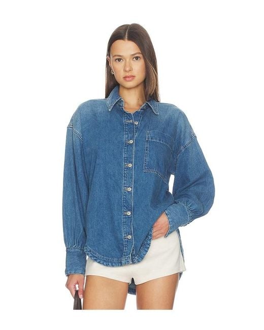 Free People Blue X We The Free Ashley Denim Shirt