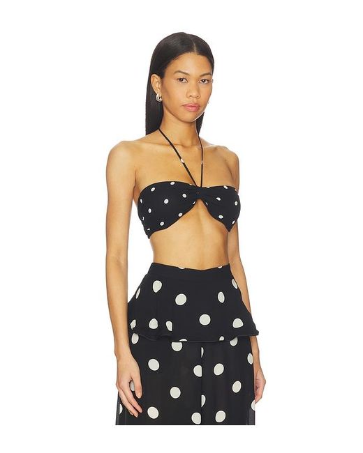 Adriana Degreas Black Polka Dot Bandeau Top