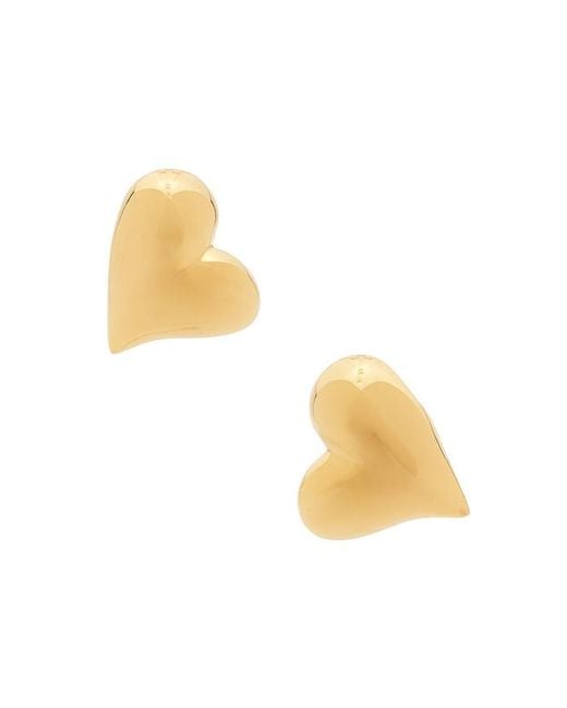 Jenny Bird White Art Heart Symmetrical Button Earrings
