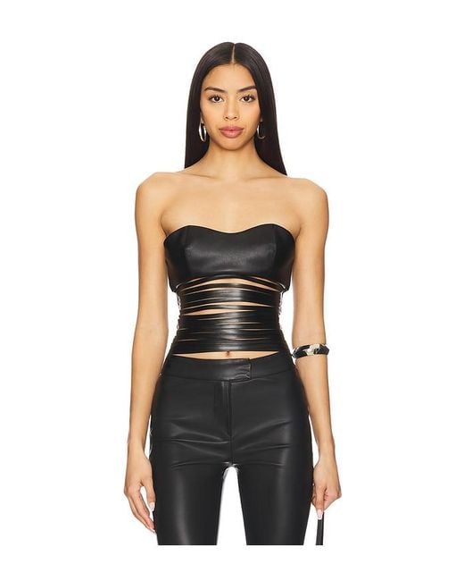 Nii HAI Black Leather Lazer Top