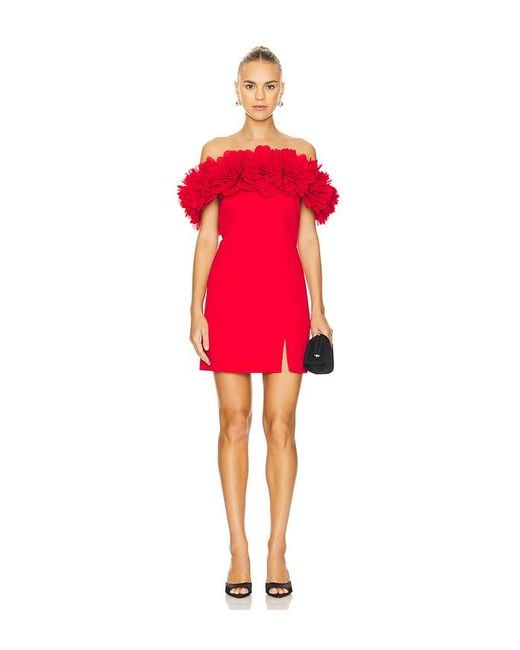 Nadine Merabi Red Flower Bardot Mini Dress