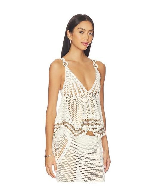 MY BEACHY SIDE Natural Tula Hand-Crocheted Top