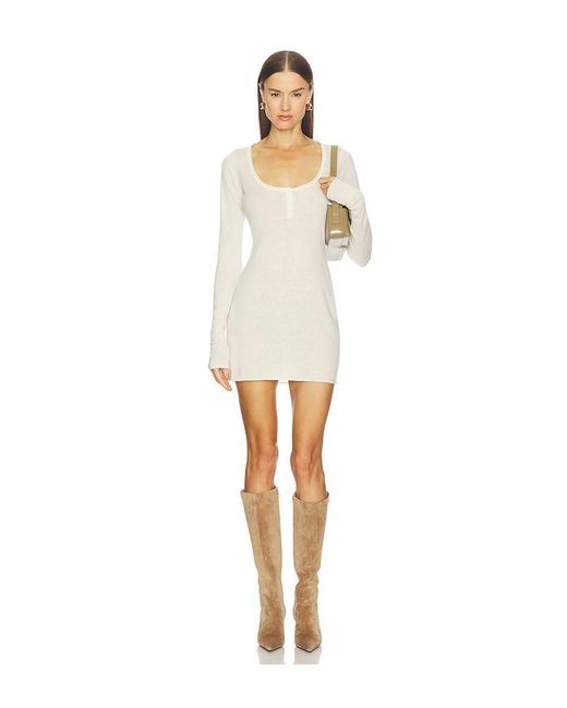 Skims Sheer Cashmere Henley Mini Dress in White | Lyst
