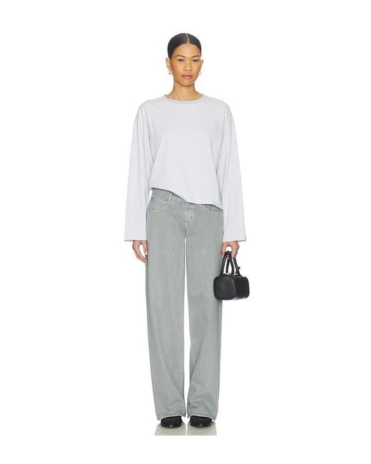 Rag & Bone White Kelly Stripe Boxy Long Sleeve Top