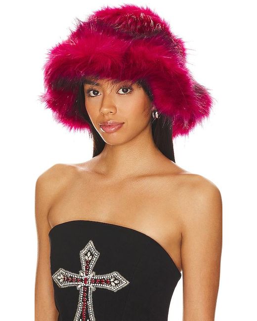 Adrienne Landau Pink Faux Racoon Hat