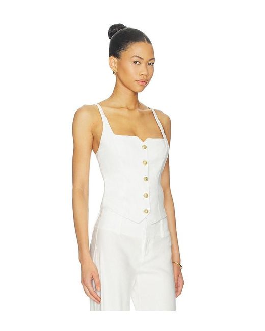Alice + Olivia White Esma Cropped Top