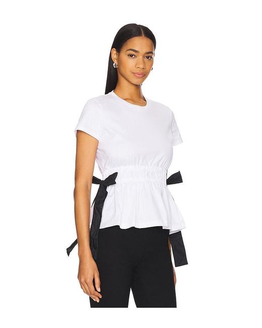 Marques'Almeida White Gathered Cap Sleeve T-Shirt