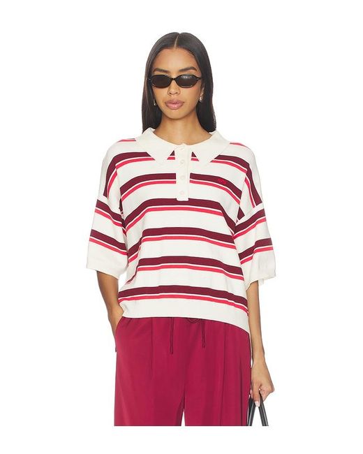 Gestuz Red Taia Short Sleeve Polo Pullover