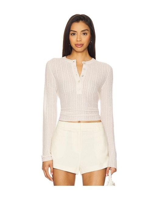 Top Henley De Punto Gofre En Color Crema Talla En Vince de color White