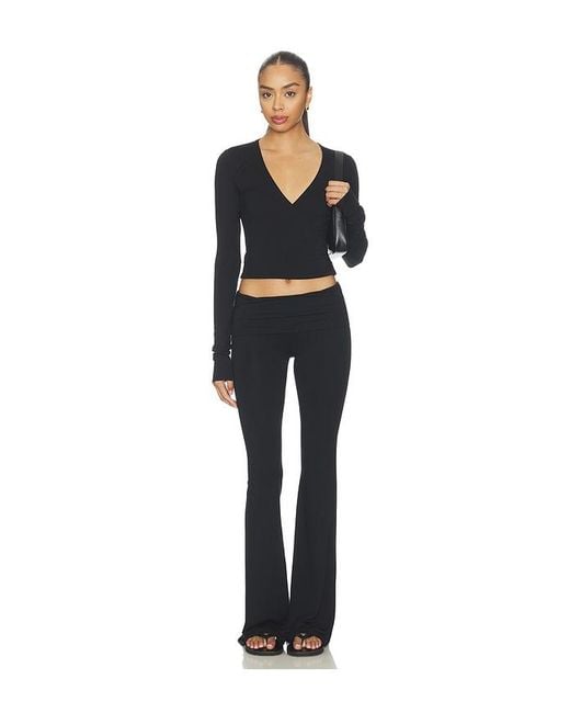 ÉTERNE Blue Foldover Flare Pant