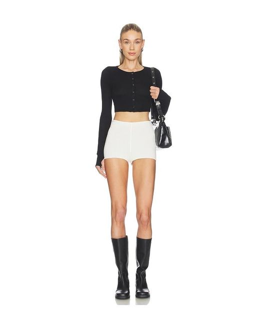 Michael Lauren Black Yosef Snap Front Crop Top