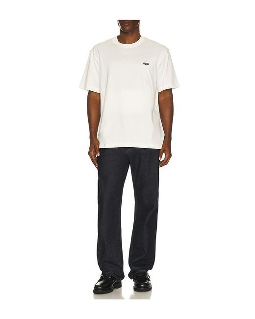 Lacoste White Heavy Jersey Landscape Crocodile Print T-Shirt for men
