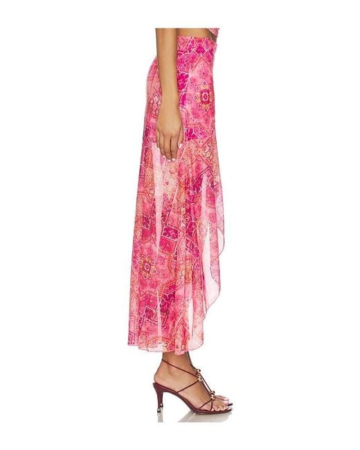 Runaway the Label Pink Emery Midi Flounce Skirt