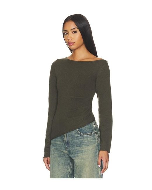 Helmut Lang Green Draped Asym Top