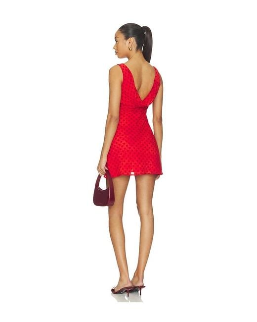 MORE TO COME Red Farren Boat Neck Mini Dress