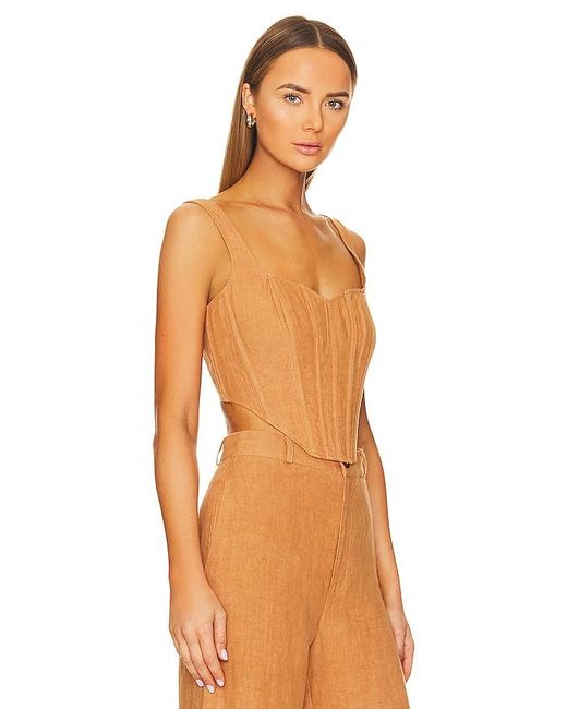Bardot Orange Linen Corset Bustier