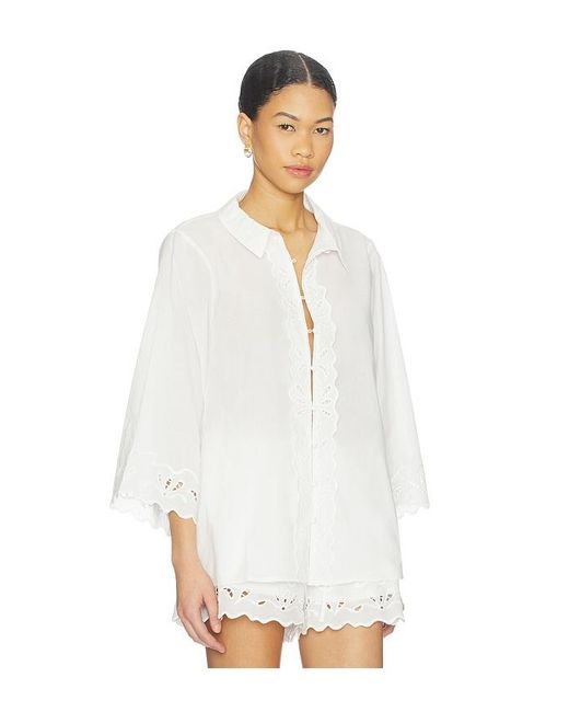 Bardot White Aleria Cotton Shirt With Trim