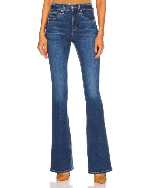 Veronica Beard Cotton Beverly High Rise Skinny Flare in Bright Blue ...