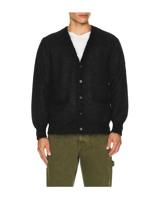 vowels Black Mohair Cardigan for men
