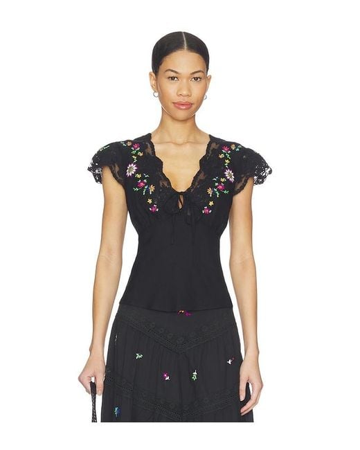 Rixo Black Elaine Top