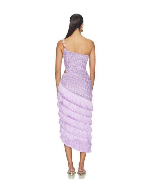 PATBO Purple Lila Fringe Cut Out Midi Dress
