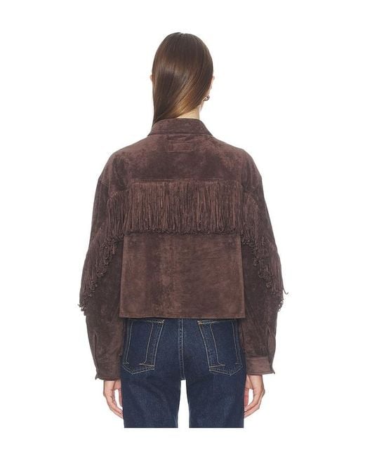 Blank NYC Blue Cropped Fringe Jacket