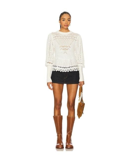 Free People White Lucinda Sweater