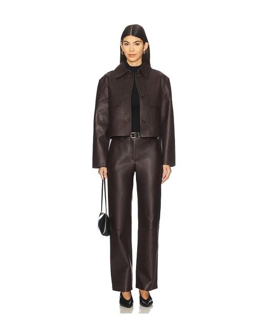 Theory Brown Crop Leather Trench