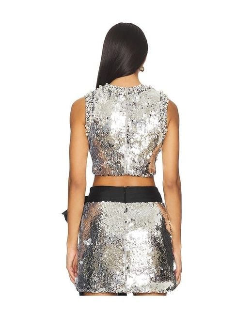 PATBO Black Moonlight Sequin Top