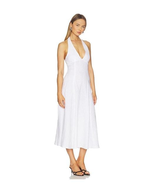 white linen halter neck dress STAUD, Grazia in White, Size 4 Made from breathable linen Arden Linen Halter Maxi Dress