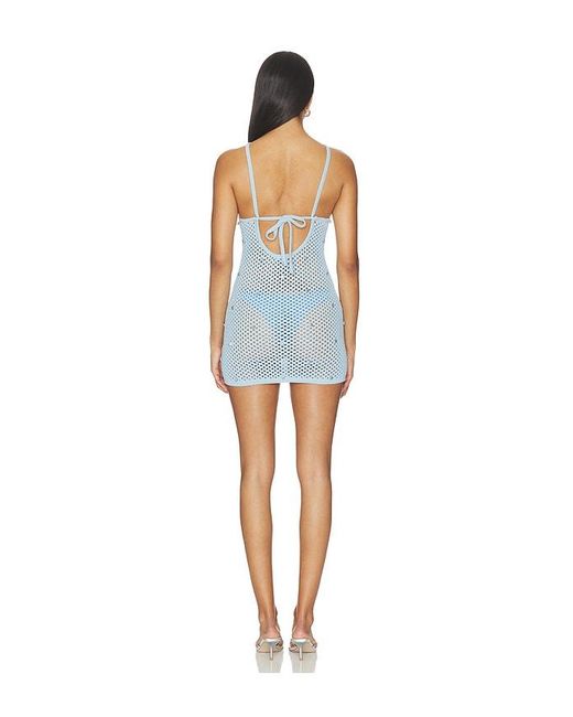 Lovers + Friends Blue Adelle Starfish Open Mesh Mini Dress