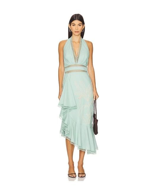 PATBO Blue Candy Linen Midi Dress