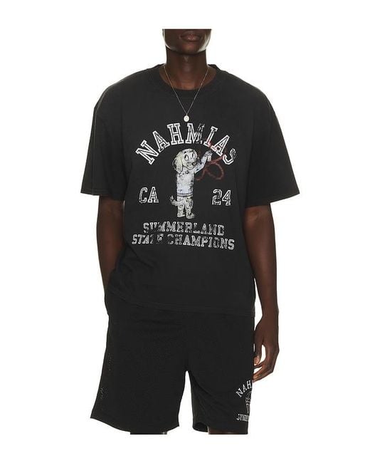 NAHMIAS Black State Champions Boxy T-Shirt for men