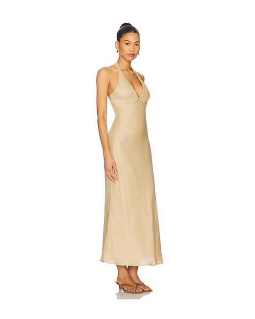 Bardot Natural X Revolve Paola Halter Linen Midi Dress