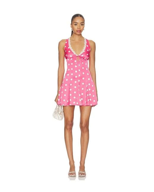 For Love & Lemons Pink Lillian Mini Dress