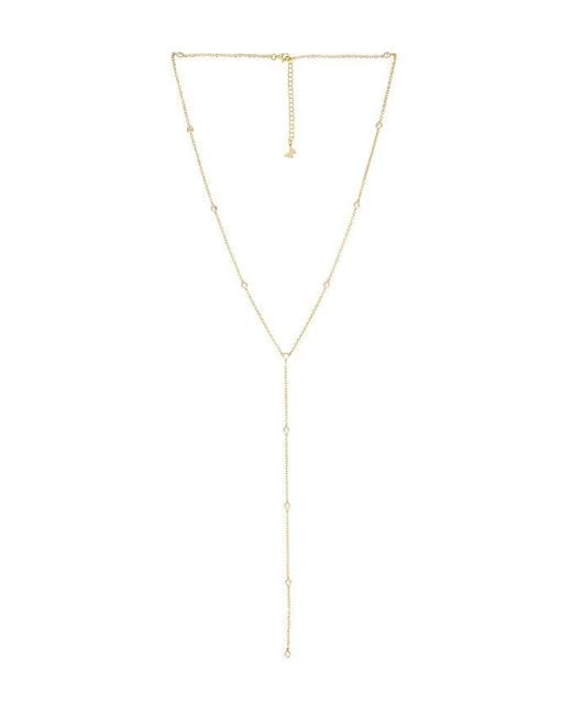By Adina Eden White Bezel Station Lariat Necklace