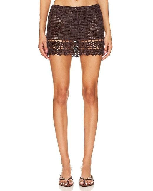 MORE TO COME Black Elliana Crochet Mini Skirt