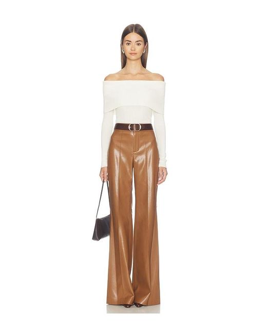 Alice + Olivia Natural Dylan Faux Leather Pant
