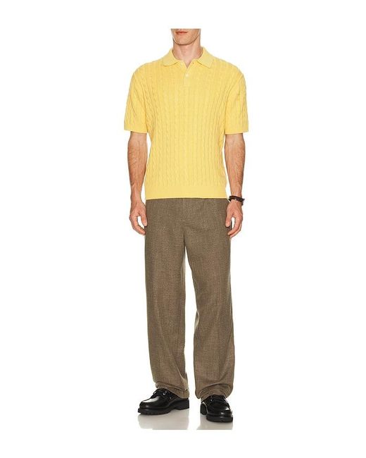 Beams Plus Yellow Knit Polo Cable for men