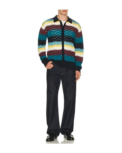 Scotch & Soda Blue Open Structure Knitted Cardigan for men