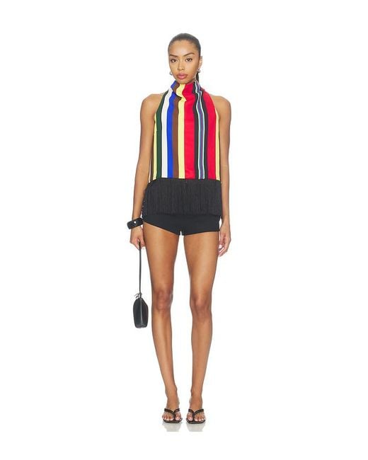 Simon Miller Red Tia Crepe Fringe Top