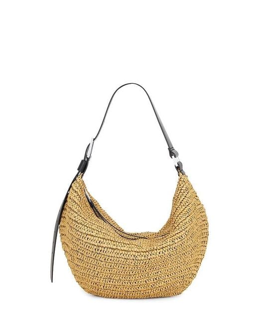 SAC À BANDOULIÈRE EN PAILLE LUNA en Neutral. AllSaints en coloris Metallic
