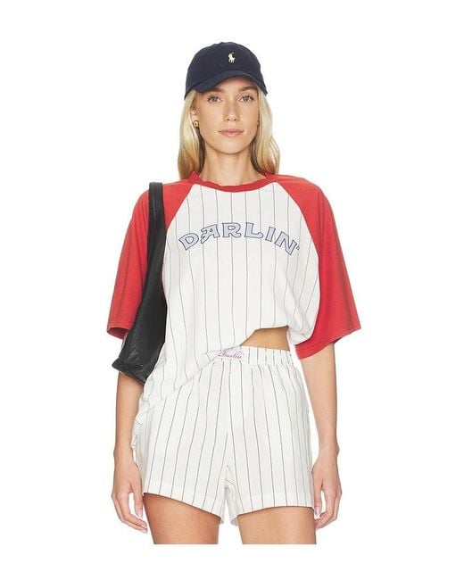 Darling White Old Skool Raglan Tee